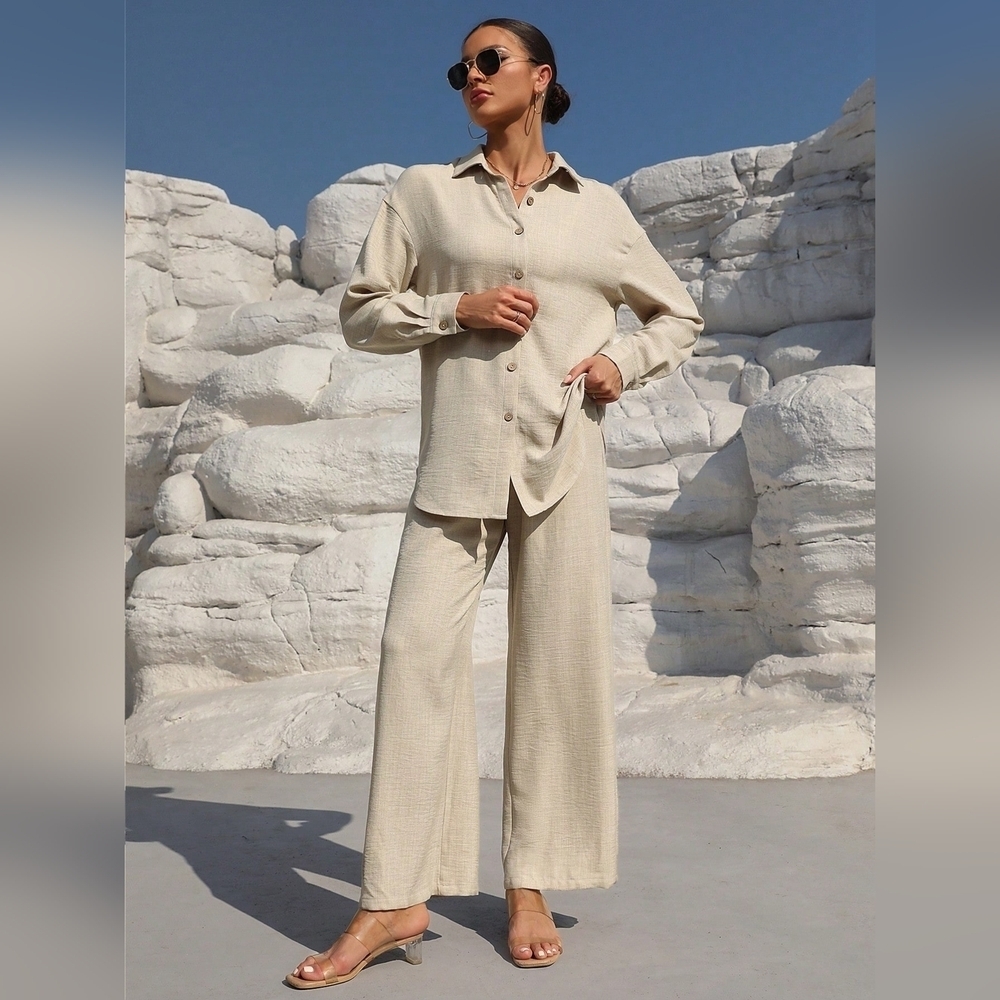 Women's Long Sleeve Shirt And Pants Set - Picture 6 of 8